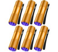 LEAGY Confezione da 6 Torcia UV Ultra Violet Blacklight 9 LED Torcia Luce Esterna Ecc (Oro)