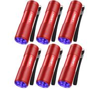 LEAGY Confezione da 6 Torcia UV Ultra Violet Blacklight 9 LED Torcia Luce Esterna Ecc (Rosso)