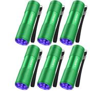 LEAGY Confezione da 6 Torcia UV Ultra Violet Blacklight 9 LED Torcia Luce Esterna Ecc (Verde)