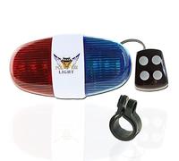 LEAGY Luce da bicicletta LED stile polizia con 4 suoni di sirena, tromba, clacso
