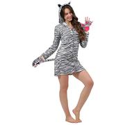 Leajap Pigiama Intero Unisex per Adulti: Costume Leopardo/Zebra per Donna - Pigiama Intero in Peluche per Carnevale/Halloween (IT, Testo, XL, Regular, Regular, Zebra)