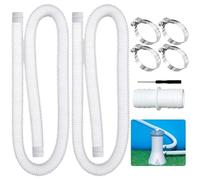 Leak-Resistant Pool Pump Replacement Hose Kit - 2pcs Swimming Wading Tubing Set With 4 Metal Clamps | Ground Pool Flow Line Compitible Clamp For Filter System Durable Easy Install