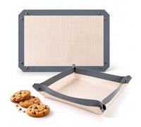 Leakproof Silicone Baking Mat with Snap Lock（3 Sizes） (Gray_60*40cm) | No Leak & Non Stick ，Food-grade Baking Mat，Reusable Heat Resistant Fiber Cooking Sheet ，Thick Flexible Pastry Rolling Sheet