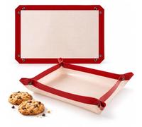 Leakproof Silicone Baking Mat with Snap Lock（3 Sizes） (Red_60*40cm) | No Leak & Non Stick ，Food-grade Baking Mat，Reusable Heat Resistant Fiber Cooking Sheet ，Thick Flexible Pastry Rolling Sheet