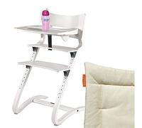 Leander RAL-9016 - Seggiolone completo con archetto di sicurezza, tavolo, bicchiere BFree e cuscino per sedia, colore: Bianco