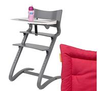 Leander - Seggiolone Grigio pacchetto completo con archetto di sicurezza, tavolo, Boro nfree-bicchiere Tink Tazza arancione, confezione da 2 beccucci e cuscini