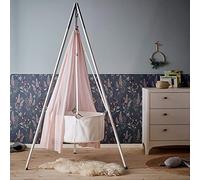Leander - Set per culla, completo incluso: culla bianca con treppiede bianco, velo dusty rose, 2 lenzuola con angoli bianchi, 1 coprimaterasso