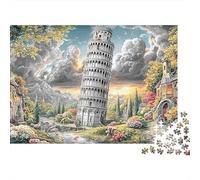 Leaning Tower Scene Rompicapi per Adulti 1000 PezzoPisa Tower Puzzles per Adulti, Gioco Puzzle Familiare Compleanno Regali.Sfida Alta Difficoltà Affascinante Colorato100% Rec