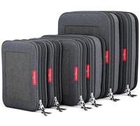 LeanTravel Set di 3 cubi per imballaggio a compressione, Set da 6 - Nero, XL, Viaggi