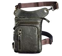 Le'aokuu Uomini Vera Pelle Arrampicata in Bicicletta Barbone Dell'anca Tattica Cintura Marsupio Gamba Borsa a Tracolla per Coscia Grigio