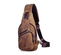 Le'aokuu Uomini Vera Pelle Borsa da Petto Moda Casual Escursionismo di Viaggio Borsa a Tracolla Borsa per Tracolla Rig One 8015