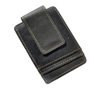 Le'aokuu Uomini Vera Pelle Bovina Magnetica Fermasoldi Porta Carte di Credito Portafoglio Sottile 1058 (1058 Grigio scuro)