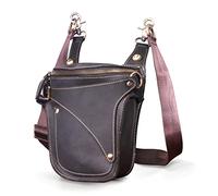 Le'aokuu Uomini Vera Pelle Marsupio per Moto Borsa a Tracolla Messenger a Spalla 9326 C Nero