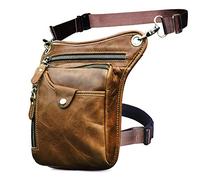 Le'aokuu Uomini Vera Pelle Marsupio per Moto Borsa a Tracolla Messenger a Spalla sacco di bum borsa dell'anca per gambe coscia 211-5