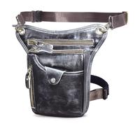 Le'aokuu Uomini Vera Pelle Marsupio per Moto Borsa a Tracolla Messenger a Spalla sacco di bum borsa dell'anca per gambe coscia 211-5(211-5 X Nuovo nero)
