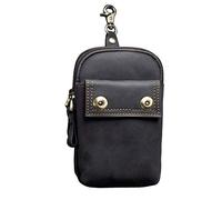 Le'aokuu Uomini Vera Pelle Piccolo Gancio Marsupio per Anca Marsupio Fanny Pack Phone Borsa Frontale 009 (009 Nero)