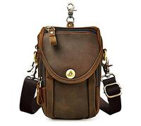 Le'aokuu Uomini Vera Pelle Piccolo Viaggio all'aperto Hip Bum Marsupio Fanny Belt Borsa a Tracolla Messenger (269 A Marrone)