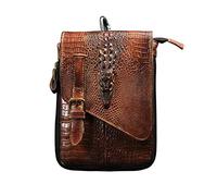 Le'aokuu Uomini Vera Pelle Viaggio Hip Bum Marsupio Hook Fanny Borsa a Tracolla Custodia per Telefono 611 (611-6 Coccodrillo Cammello Di grandi dimensioni)