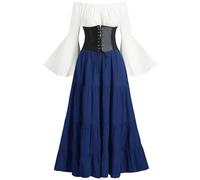 Leaomuny Abito Da Donna Retrò Medievale Palazzo In Stile Vittoriano Maxi Vestito Da Principessa Vestito Lungo Eleganti Abito Da Cocktail Vintage Per Il Rinascimento, Per Carneval, Halloween, Feste