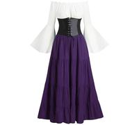 Leaomuny Abito Da Donna Retrò Medievale Palazzo In Stile Vittoriano Maxi Vestito Da Principessa Vestito Lungo Eleganti Abito Da Cocktail Vintage Per Il Rinascimento, Per Carneval, Halloween, Feste