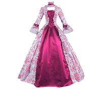 Leaomuny Abito Medievale Donna Nobile Elegante, Vestito Halloween Vittoriano Curvy Lungo, Costume Gothic Rinascimentale, Vestiti Cosplay Steampunk Feste, Costumi Travestimento Principessa Cerimonia