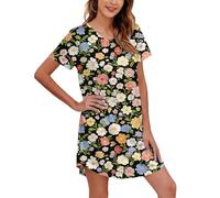 Leaomuny Camicia da Notte Parto Ospedale Manica Corta Cotone Camice Notte Donna Corta Estiva Girocollo Vestaglia Gravidanza Simpatiche Sottoveste Casual Taglie Forti da Casa Pigiama Vestito Morbido