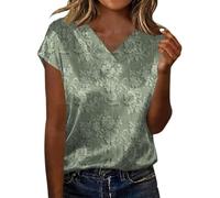 Leaomuny Camicia Donna Manica Corta Elegante,Camicie Seta Scollo a V Curvy Cerimonia,Blusa Estiva Eleganti Slim Fit Fantasia,Camicetta Oversize Leggera Ufficio,Maglietta Casual Sera Festa Shirt
