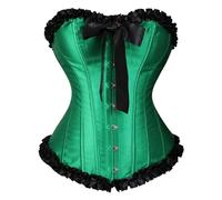 Leaomuny Donna Bustino Corsetto a Cuore, Bustier Top Nero Corset Disossato Bustier Corpetto In Pizzo Curvy Sottoseno Modellante Carnevale Stretto Osso Di Plastica Con Coulisse Per Senza Spalline