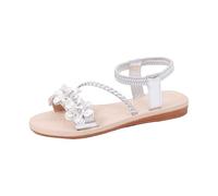 Leaomuny Sandali Donna Estive Infradito Fiore Comodi, Scarpe Eleganti Piatto Bianche Punta Aperta, Sandalo Leggero Morbida Da Spiaggia, Sandali Casual Vacanze Da Cerimonia, Ciabatte Moda Bohémien