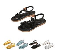 Leaomuny Sandali Donna Estive Infradito Fiore Comodi, Scarpe Eleganti Punta Aperta Piatto Bianche, Sandalo Leggero Morbida Da Cerimonia, Sandali Casual Vacanze Da Spiaggia, Ciabatte Moda Bohémien