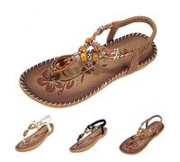 Leaomuny Sandali Donna Estive Infradito Perline Comodi, Scarpe Eleganti Piatto Bianche Aperta, Sandalo Antiscivolo Morbida Da Cerimonia, Sandali Casual Vacanze Da Spiaggia, Ciabatte Moda Bohémien