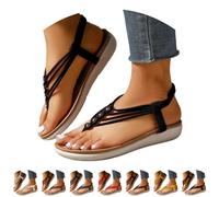 Leaomuny Sandali Donna Estive Infradito Perline Eleganti, Scarpe Comodi Aperta Bianche Tacco Basso, Sandalo Antiscivolo Leggero Da Sera, Sandali Vacanze Casual Da Spiaggia, Ciabatte Moda Bohémien