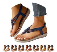 Leaomuny Sandali Donna Estive Infradito Perline Eleganti, Scarpe Comodi Aperta Bianche Tacco Basso, Sandalo Antiscivolo Leggero Da Sera, Sandali Vacanze Casual Da Spiaggia, Ciabatte Moda Bohémien