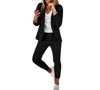 Leaomuny Tailleur Donna Eleganti Curvy Matrimonio Completo Ufficio Blazer e Pantaloni Aderente Primaverile Giacca Comunione 2 Pezzi Business Suit con Risvolto Casual Leggeri E Lavoro
