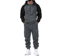 Leaomuny Tuta Uomo Completa Invernale Sportiva 2 Pezzi Complete Tute Sportive Con Cappuccio Lacci Incrociati Vintage Completo Tuta Palestra Felpa E Pantaloni Sportivo Casual Tracksuit Abbigliamento