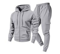 Leaomuny Tuta Uomo Completa Invernale Sportiva 2 Pezzi Complete Tute Sportive Con Cappuccio Tuta Ginnastica Completo Palestra Felpa E Pantaloni Cargo Sportivo Casa Corsa Abbigliamento Streetwear