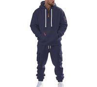 Leaomuny Tuta Uomo Completa Sportiva Invernale 2 Pezzi Complete Tute Sportive Con Cappuccio Completo Palestra Tuta Ginnastica Felpa E Pantaloni Cargo Sportivo Corsa Casa Abbigliamento Streetwear