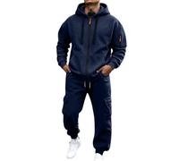 Leaomuny Tuta Uomo Completa Sportiva Invernale 2 Pezzi Complete Tute Sportive Con Cappuccio E Zip Completo Palestra Tuta Ginnastica Felpa E Pantaloni da Lavoro Sportivo Corsa Streetwear Abbigliamento