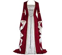 Leaomuny Vestito Medievale Donna Maniche a Tromba, Stile Irlandese Costume Da Principessa Stile Gotico Da Palazzo Elegante Vintage Vestito Da Sera Per Il Rinascimento, Per Carneval, Halloween, Feste