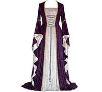 Leaomuny Vestito Medievale Donna Maniche a Tromba, Stile Irlandese Costume Da Principessa Stile Gotico Da Palazzo Elegante Vintage Vestito Da Sera Per Il Rinascimento, Per Carneval, Halloween, Feste