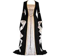 Leaomuny Vestito Medievale Donna Maniche a Tromba, Stile Irlandese Costume Da Principessa Stile Gotico Da Palazzo Elegante Vintage Vestito Da Sera Per Il Rinascimento, Per Carneval, Halloween, Feste