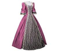 Leaomuny Vestito Medievale Donna Nobile Lungo, Abito Halloween Vittoriano Elegante Curvy, Costume Gothic Rinascimentale, Costumi Cosplay Pizzo Feste, Vestiti Travestimento Principessa Cerimonia