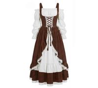 Leaomuny Vestito Medievale Donna Nobile Lungo, Costume Halloween Gothic Curvy Elegante, Abito Vittoriano Rinascimentale, Vestiti Cosplay Maniche a Sbuffo, Costumi Travestimento Principessa Cerimonia