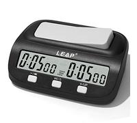 LEAP Orologio a scacchi con timer digitale aggiornato con conto alla rovescia bonus e ritardo, per scacchi e giochi da tavolo per 2 giocatori, nero