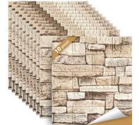 LeapBeast 10PCS 3D Carta da Parati Mattoni,pannelli decorativi 3d per parete,Autoadesiva Wallpaper Brick, Impermeabile Spessore Wallpaper per Cucina Ufficio TV Sfondo (Bianco retrò)