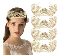 LeapBeast 4 Pezzi Corona Dea Tiara, Corona Dea Greca,Boho Corona da Sposa Accessori per Capelli Foglie,Corone Romane Adatto per Fotografia di Viaggio,Feste di Matrimonio (Gold, A06)