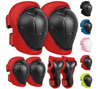 LeapBeast Set di Protezioni per Bambini,Regolabile Ginocchiere Set,protezioni skateboard bambini,Ginocchiere per bambini, 6 in 1 per skateboard, pattini in linea, hoverboard, bicicletta (rosso, S)