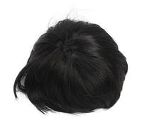Leapiture Cool Mens Ragazzi Parrucca Corta Parrucca da Uomo Dritto Parrucca Completa Sostituzione dei Capelli Corti Neri con Frangetta Topper Top per La Festa Cosplay