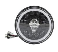 Leapiture Faro Per Moto da 7 Pollici Faro Rotondo Per Moto LED Faro Per Occhi di Angelo Modello a Testa di Teschio Illuminazione Bianca Per La Modifica Universale della Moto