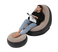 Leapiture Sedia gonfiabile pieghevole floccata in PVC comoda con poggiapiedi poltrona per viaggi in campeggio all'aperto (Marrone)